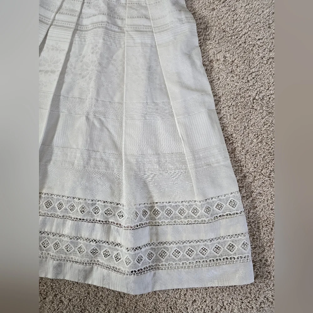 New Kay Unger New York Womens Size 6 A Line V Neck Short Ivory Sleeveless Dress - Picture 9 of 16